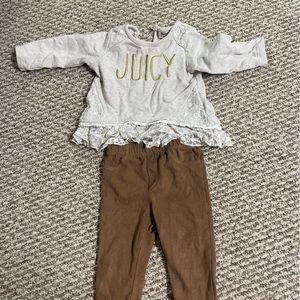 12 month Juicy Couture girls cream and gold sweater pant outfit
